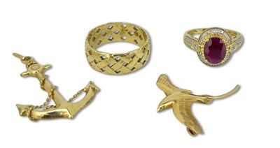 Lot 323 - Wedder Ruby Ring, Bird & Anchor.