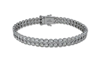 Lot 409 - Double Row Tennis Bracelet.