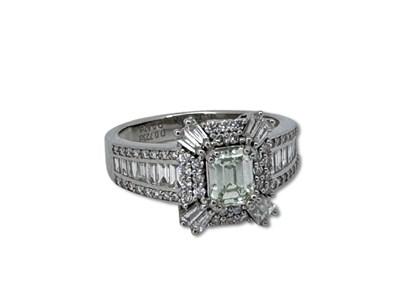 Lot 316 - Platinum 950 Diamond, Art Deco Style Ring.