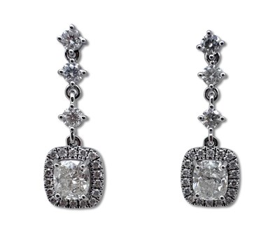 Lot 307 - Diamond Drop Earrings.