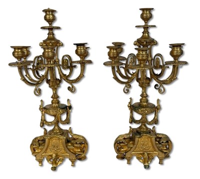 Lot 206 - Pair French Gilt Bronze Candelabras.