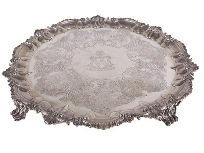 Lot 481 - Impressive Sterling Silver Early Victorian Round Tray.