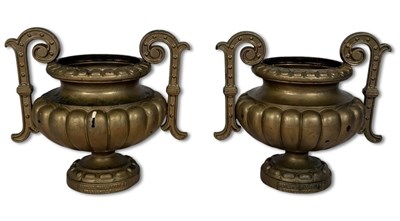 Lot 207 - Pair French Cast Iron Architectural Urns.