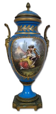 Lot 193 - French Sevres Style Lidded Porcelain Urn.