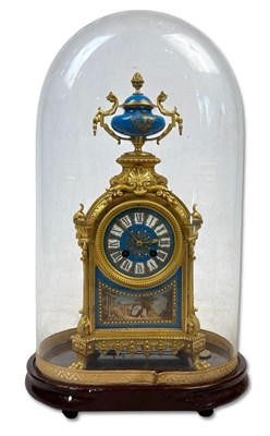 Lot 168 - French Gilt Bronze Clock with Glass Dome.