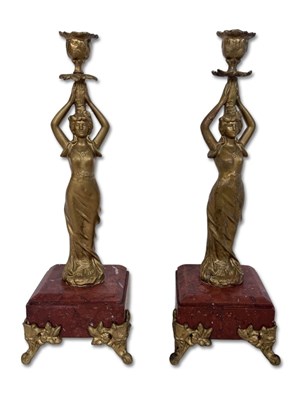 Lot 192 - Pair French Figural Maiden Candlesticks.