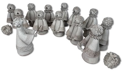 Lot 179 - John Virando Pottery, Choir Boys Figurine Group, 14 pcs.