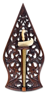 Lot 279 - Indonesian Gold and Ivory Keris with Display Stand.