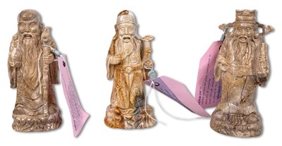 Lot 284 - Chinese Carved Figures of Immortals, 3 pcs.