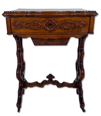 Lot 130 - Victorian Burr Walnut Sewing/Work Table.