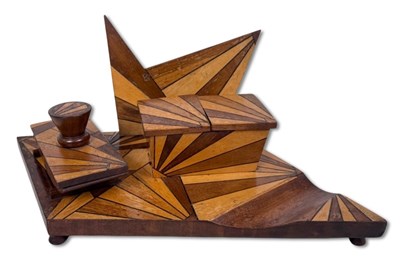 Lot 232 - Art Deco Wood Ink Stand and Blotter, 2 pcs.