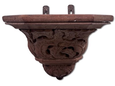 Lot 142 - Antique Carved Oak Corbel Wall Shelf.