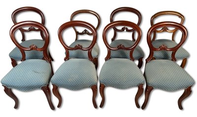 Lot 120 - Victorian Balloon Back Dining Chairs, 8 pcs.