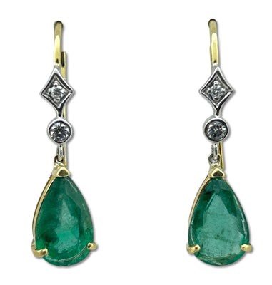 Lot 310 - Emerald Drop Earrings.