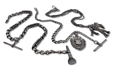 Lot 326 - Three Silver Pocket Watch Chains.
