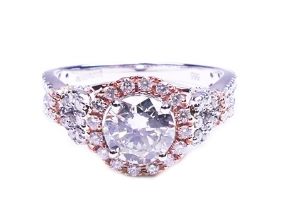 Lot 315 - 14ct Rose & White Gold Diamond Ring.