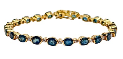 Lot 131 - Sapphire and Diamond Tennis Bracelet.