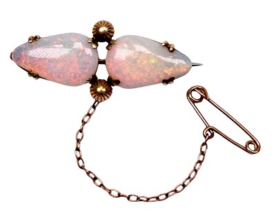 Lot 107 - Twin Opal Brooch.