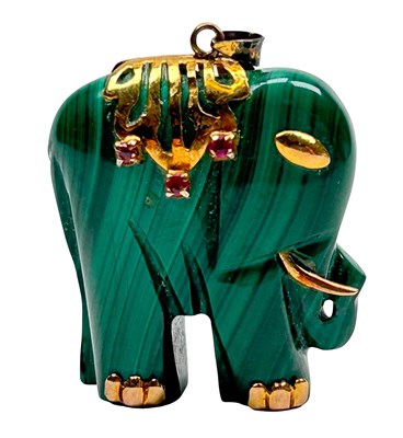 Lot 173 - Small Malachite Elephant.