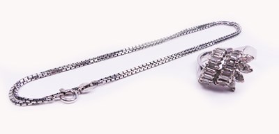 Lot 208 - 14ct White Gold Diamond Ring and 8ct Chain.